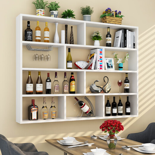 Zhong Zhanggui wall-mounted wine rack simple wine cabinet multi-layer restaurant wall wine rack hotel creative hanging wall cabinet storage rack bookshelf white three-layer 100x100 deep 20cm