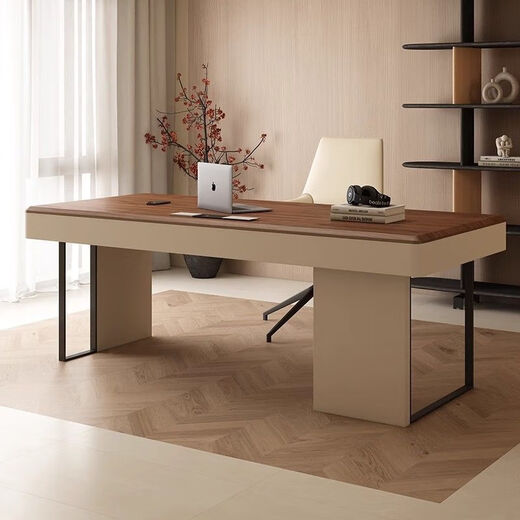 Luxurious sandalwood desk solid wood desk modern minimalist walnut decoration home study bedroom desk light luxury boss computer desk walnut desk smart power strip 120x70x75cm packed with delivery