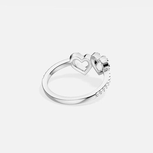 APM Monaco new product love ring silver white pavé heart-shaped hollow fun simple design hand ornament gift silver size 56