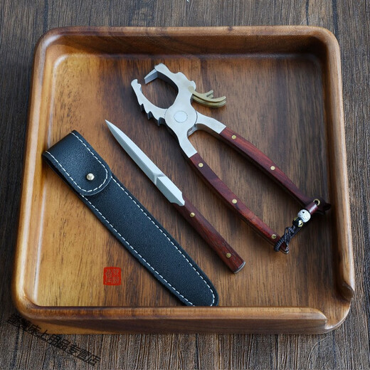 Vinoa tea tongs stainless steel tea kung fu tea ceremony accessories household Pu'er tea cake prying tea tray three-piece set high-end three-piece set walnut tea tray + phoenix shadow + Ketan faucet tea tongs