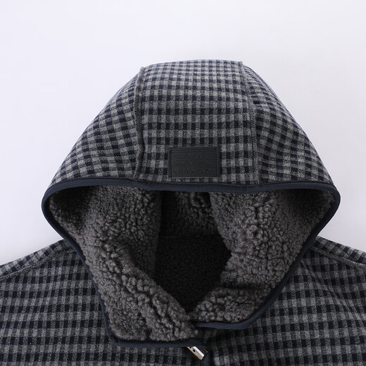 Montagut children's clothing boys winter plaid hooded plus velvet coat for older children college style fashionable thickened warm coat