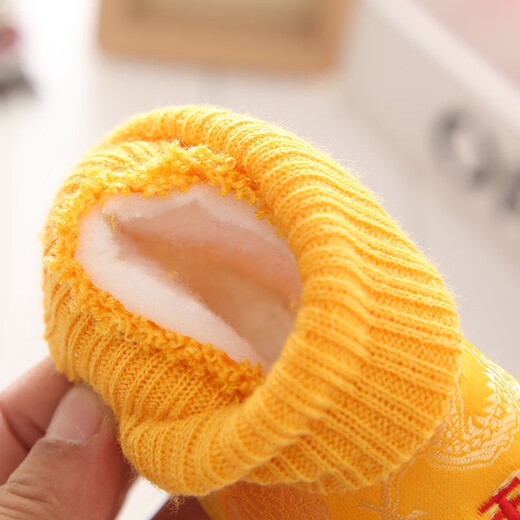 忻悦晴新生儿虎头鞋婴儿秋冬宝宝地板鞋高筒棉鞋红色鞋子冬季周岁鞋子 醒狮红色 12 适合0-5个月