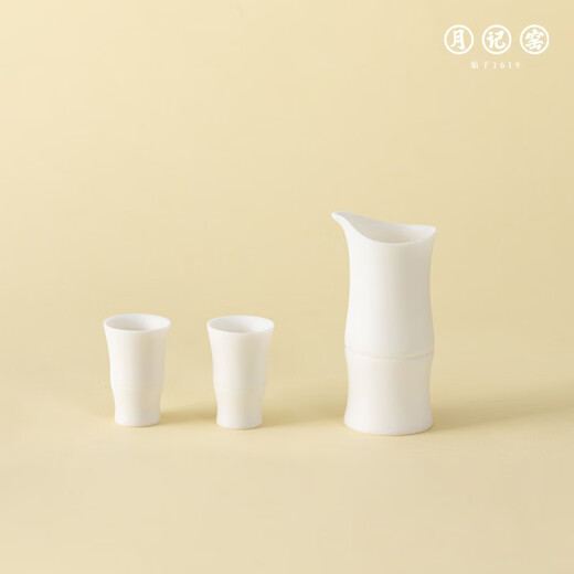 Yueji Kiln is rising steadily, mutton fat jade porcelain white wine set 6X6 housewarming gift, rising steadily__white wine set 6X6