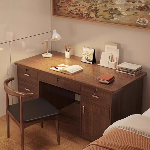 Jingpei Logistics Solid Wood Computer Desk Bedroom Home Desk Student Writing Desk Office Simple Desk Solid Wood Ecological Board - Wilderness Five Drawing 120*60*73