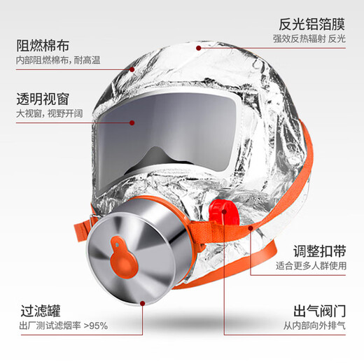 Geshu gas mask fire mask anti-smoke fire mask 3C certified escape filter self-rescue respirator semi-circular style