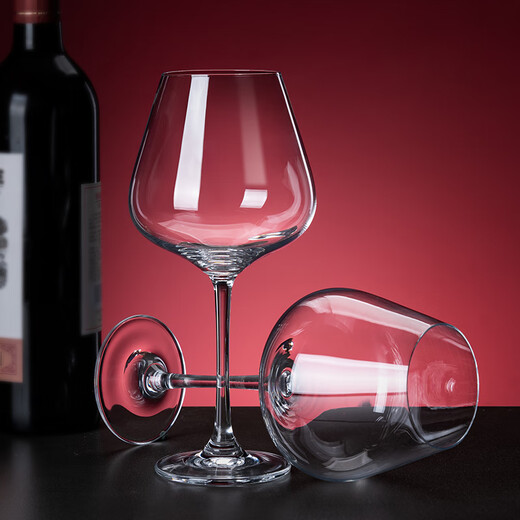 Crystal red wine glass decanter home set light luxury high-end European-style burgundy tall wine glass high-value red stem 450ml red wine glass 6 pieces + white diamond rotating stand +