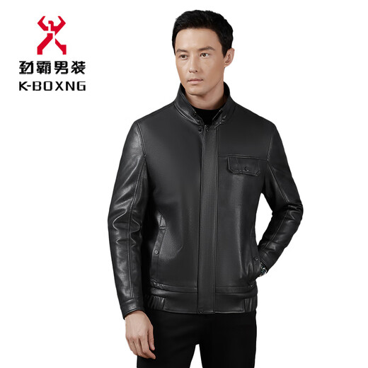 KBHONG Jinba Leather Jacket 2025 Spring and Autumn Men's Business Casual Middle-aged Dad Stand Collar Leather Jacket Orange-Autumn 2599 4XL 195