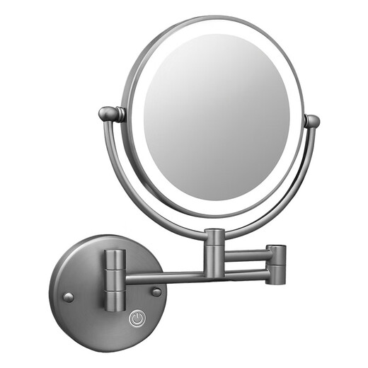 JEACRFT nail-free LED cosmetic mirror, three-color light-changing rotating folding bathroom makeup mirror, with retractable wall, cream white - mirror touch-sensitive three-color light-changing, concealed electric version, no nails/punching