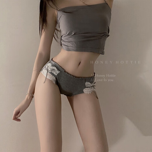 Universal toffee girl, Japanese pure lust bow girl underwear, low-waist briefs, gray + white + light gray, 12% off for orders of 5 pieces, one size fits all, suitable for 120 Jin, Jin is equal to 0.5 kg
