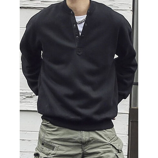 Yandang Plus Size Sweatshirt Men's 300 Jin Jin is equal to 0.5 kg American Henry Collar Spring and Autumn New Loose Top Bottoming Shirt Gray 3XL 200-250 Jin Jin is equal to 0.5 kg