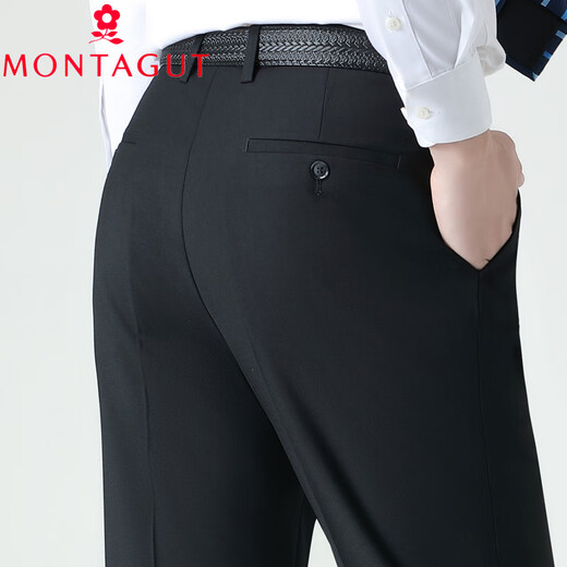 MONTAGUT Men's Pants 2025 Autumn and Winter Thick Wool Pants Middle-aged and Elderly Casual Loose Large Size High-waisted Dad Pants Black 29 2 feet 2 Waist