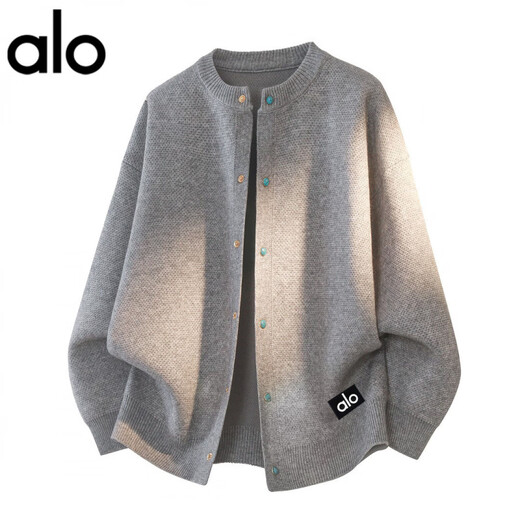ALO YOGA trendy brand autumn stand-up collar knitted casual couple cardigan sweater jacket gray 2XL 140-160Jin Jin equals 0.5 kg