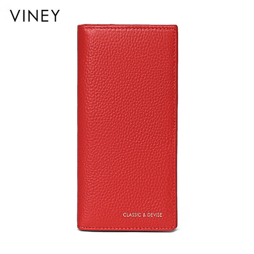 Viney first-layer cowhide wallet women's long large-capacity mother's clutch bag simple light luxury student coin purse wallet wallet