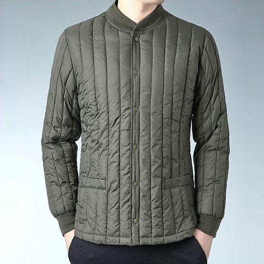 Winter middle-aged and elderly men's velvet cotton-padded school uniform artifact warm lining cotton-padded jacket daddy's inner cotton-padded jacket Army green lining natural velvet XL 95-112Jin Jin equals 0.5 kg