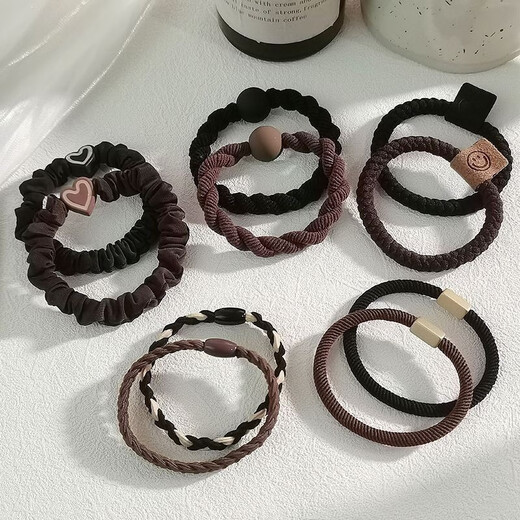 Jisenjia Hair Band High Elasticity Hair Rope Simple Temperament Head Rope Durable Rubber Band Girls' Head High Ponytail Headwear Black 5-piece Set