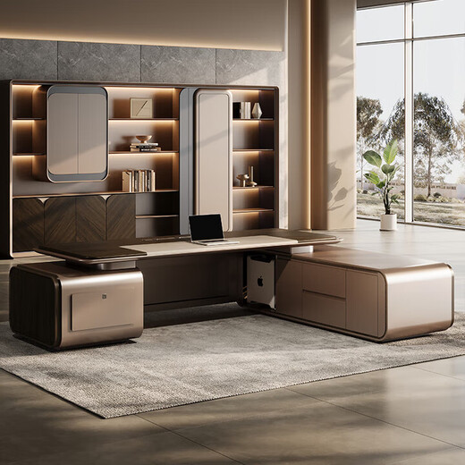 Boss desk desk desk boss desk boss desk boss desk boss desk president desk president desk E0 environmentally friendly North American walnut veneer 2.4M single cabinet