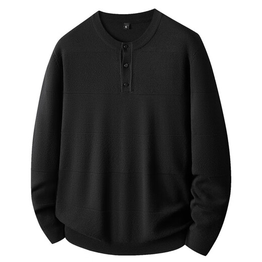 AX Armani broken code 2026 fashionable pullover Henry collar sweater men's large size bottoming shirt fat man loose casual autumn black XL