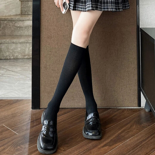 Perfect jk black socks over the knee for slimming women slightly pressed long tube spring autumn autumn winter style extended over the knee socks black suitable for 170cm-180cm _ 2 pairs one size fits all