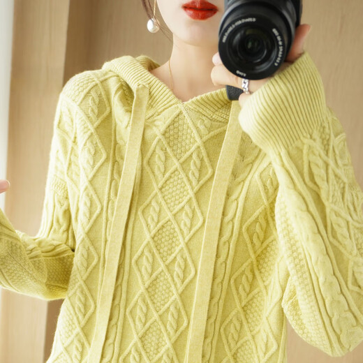 Lanzhi thickened twisted hooded knitted sweatshirt for women Korean style loose casual knitted sweater for women NX890 red one size fits all