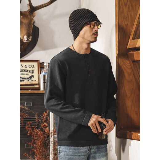 Dai silk warm autumn American retro old money Henry collar sweater men's spring and autumn new sweater top loose lazy style wool blue gray S_Suitable for 90-110Jin Jin equals 0.5 kg