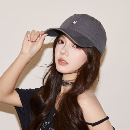 Japanese fashion simple baseball cap for women, brown pure cotton peaked cap, small H soft top wide brim hat for men, brown, one size fits all (55-61cm), adjustable