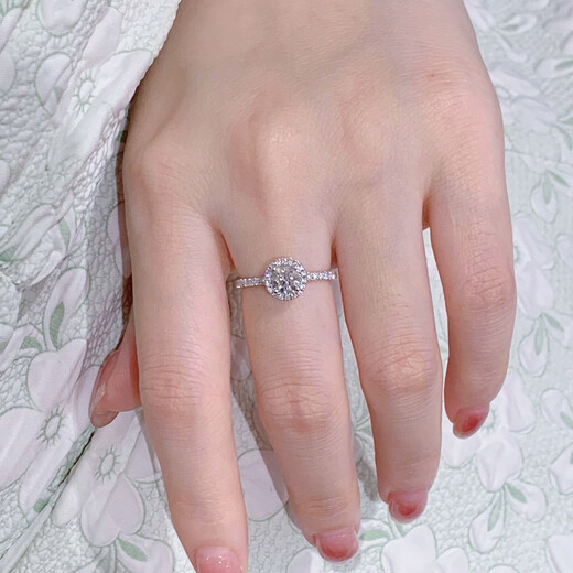 I Do platinum PT950 diamond ring 1 carat classic round cultivated diamond wedding ring proposal wedding anniversary gift for wife classic round 50 points diamond opening adjustable