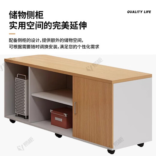Office desk simple modern manager desk office desk and chair combination light luxury design lacquered boss desk president desk 140CM*80CM single table + side cabinet