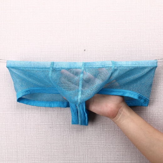 Universal small boxer sexy half-cover hip transparent large bag men's underwear mesh bright see-through breathable large thong panties gold L