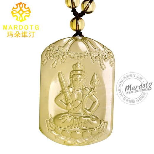 MARDOTG citrine natal Buddha pendant for men Manjusri Bodhisattva natal year twelve zodiac amulet necklace pendant for men and women Fudo Bodhisattva (zodiac chicken)