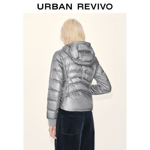 UR new winter women's futuristic quilted zipper down jacket UYL150051+ dark gray S