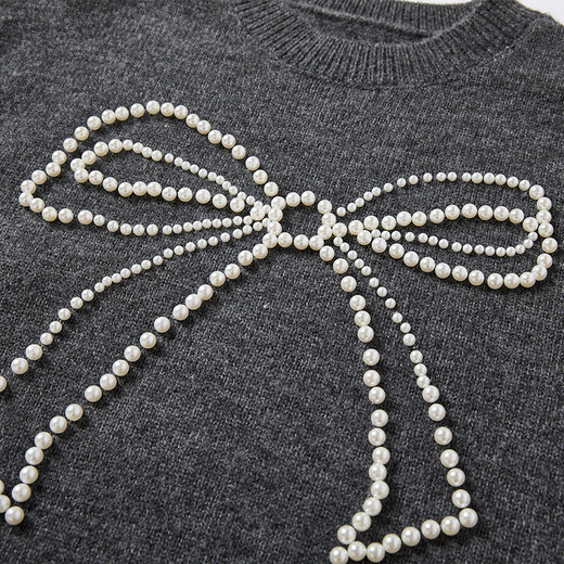 Xiangying Gray Knitted Suit Women's Spring 2026 New Bow Sweater Short Skirt New Year's Warm Clothes Complete Outfit Dark Gray M