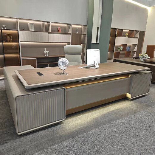 Kong Qiu Mingge (KOQUMGE) boss desk office desk, light luxury and high-end sense, large board table, log president desk, chairman leadership office desk and chair combination 3.2 meters boss table (long auxiliary cabinet is divided into left and right directions)