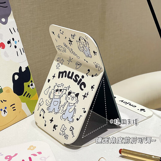 Cute folding mirror table top standable student dormitory female travel portable dressing home makeup small size - Blue Cat Dance original design