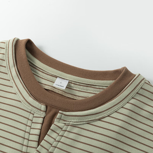 Fake two-piece V-neck striped long-sleeved T-shirt men's autumn and winter trendy Henry collar German velvet bottoming shirt loose casual sweatshirt black MT2581 M Recommendation 105-125Jin Jin is equal to 0.5 kg