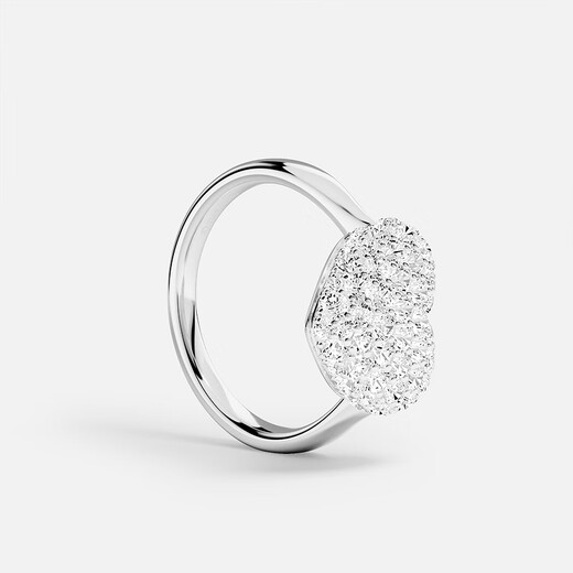 APM Monaco new product love ring silver white pavé large heart-shaped design simple hand jewelry gift silver size 60