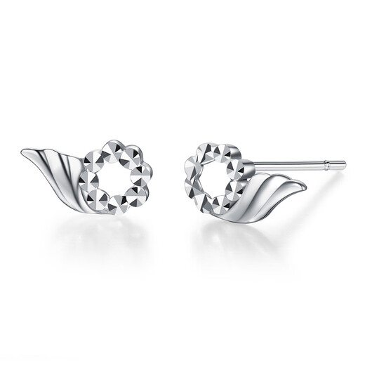 Wanfulong pt950 platinum earrings fashion car flower lucky angel wings earrings versatile high-end Mid-Autumn Festival gift 0.87g
