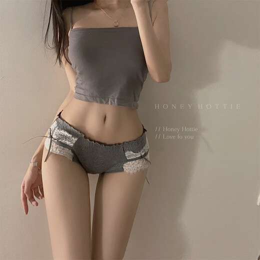 Universal toffee girl, Japanese pure lust bow girl underwear, low-waist briefs, gray + white + light gray, 12% off for orders of 5 pieces, one size fits all, suitable for 120 Jin, Jin is equal to 0.5 kg