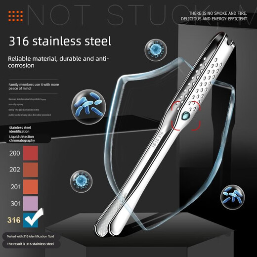 YWZR German imported quality barbecue tongs anti-scalding kitchen food cooking tongs Korean style extended tongs commercial steak frying thickened 316 steel food tongs 24CM + 28CM