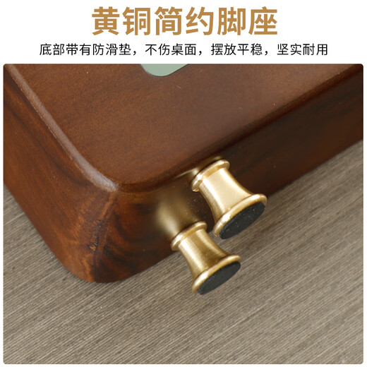 Hense large-screen walnut desk clock living room TV cabinet desktop clock household solid wood light luxury electronic clock HD555 medium size (Bluetooth automatic time setting)