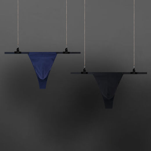 Underwear men's low-waist sexy thong super spicy elastic pure lust style hot T-string trendy blue + black 2 pack M80-100Jin Jin equals 0.5 kg