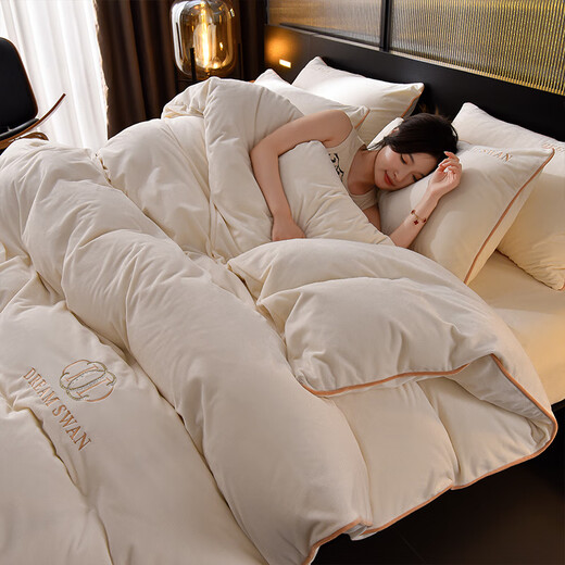 Dunlopillo High Weight Baby Milk Velvet Four-piece Set Warm Winter Sheets and Quilt Covers Coral Velvet Double-sided Plush Bedding Warm Luxury-Bean Paste Red Class A Quality Velvet Encryption 1.8 Bed Four-Piece Sheet Set Quilt Cover 200cm*230cm
