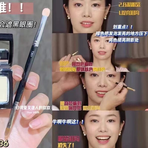 Banrenjia fine flat head double-ended sponge concealer brush lip brush dark circles tear trough eyeliner brush foundation brush quick makeup application T22 fine concealer brush 1