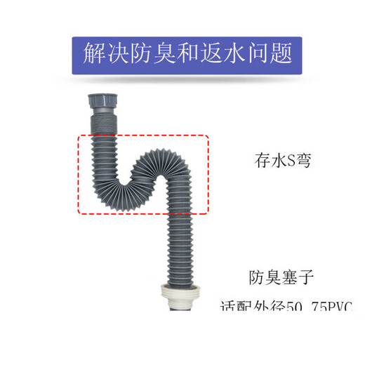 InSinkEasy kitchen waste disposer sewer pipe, anti-odor, anti-backflow, anti-odor, anti-reflux single and double-slot sink sewer pipe, single slot black (with water purifier adapter)