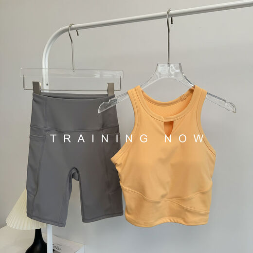 Fitness suit for women, summer all-in-one yoga vest, nude hip lifting running sports cycling pants, white + gray S