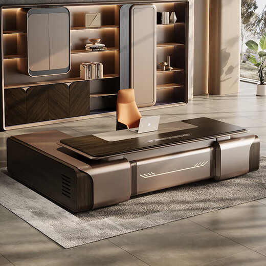 Boss desk desk desk boss desk boss desk boss desk boss desk president desk president desk E0 environmentally friendly North American walnut veneer 2.4M single cabinet