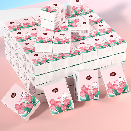 Travel Essentials Tulip Handkerchief Paper Unscented Flexible 6-Piece Tissue Small Packet Portable National Day Travel Essentials 3 Layers 6 Pcs*20 Pack Essential for Travel