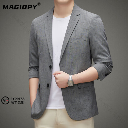 MAGIOPY luxury high-end brand casual suit for men spring and autumn new business casual small suit fashionable single suit jacket for men gray high-end gift box M 170 high-end gift box