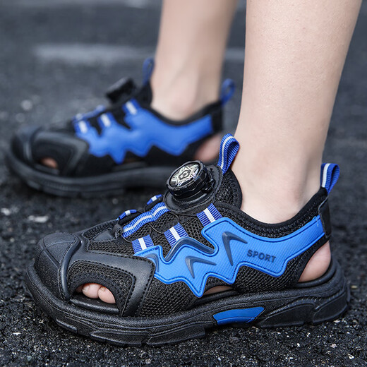 Dr. Jiang Children's Sandals Boys' Shoes Summer 2025 New Anti-Slip Soft Sole Medium-sized Children's Baby Little Boys Sports Beach Shoes 987 Black Gray 31