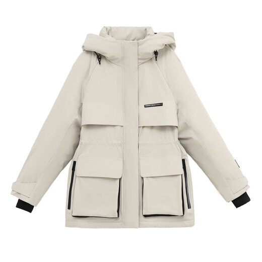 LISM shopping mall same style high-end down jacket super good-looking spliced women's parka down jacket women's mid-length charge black M