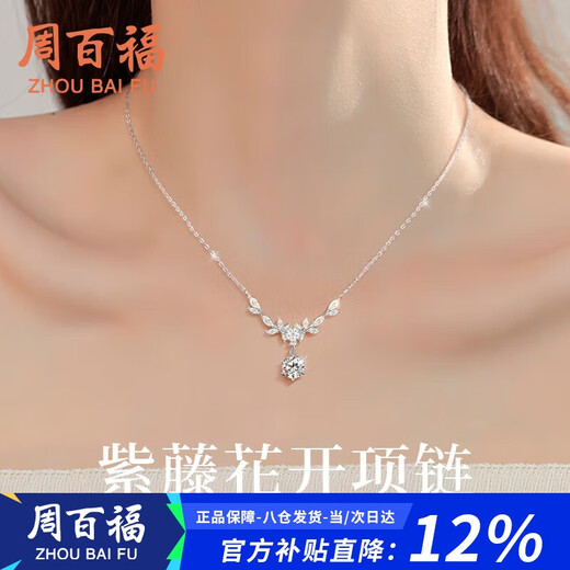 Zhou Baifu Wisteria flower sterling silver necklace for women 2025 new light luxury clavicle chain pendant birthday gift for girlfriend